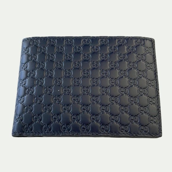 Gucci Men's Dark Navy GG Microguccissima Leather Bifold Wallet 278596 - Picture 2 of 10